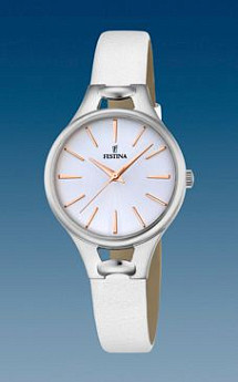 Ремень Festina BC09384, из кожи телёнка, белый, размер 9.95 мм