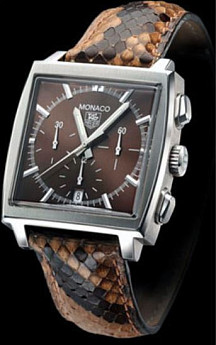 Ремень Tag Heuer FC6187, из кожи питона, коричневый