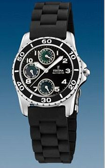 Ремень Festina BC06625, из каучука, черный, размер 18 мм, без застежки