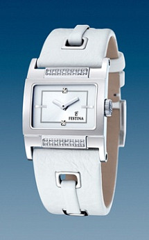 Ремень Festina BC06166, из кожи телёнка, белый, размер 24 мм