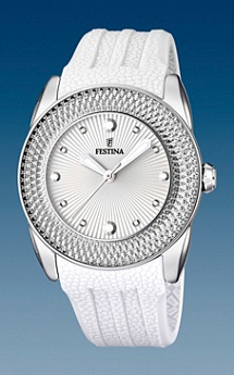 Ремень Festina BC07757, из каучука, белый, размер 24 мм