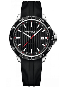 Ремень Raymond Weil SU2001-8160-18, из каучука, черный, размер 20 мм