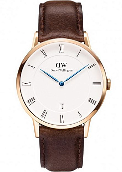 Ремень Daniel Wellington DW00200086, из кожи телёнка, коричневый, размер 19 мм
