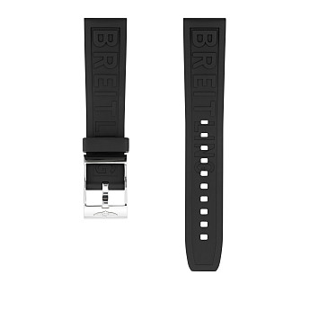 Ремень Breitling 150S, из каучука, черный, размер 20/18 мм