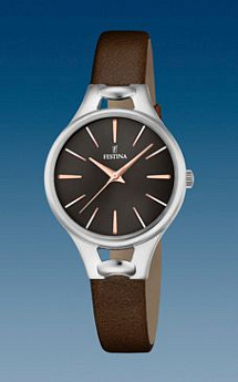 Ремень Festina BC09386, из кожи телёнка, серый, размер 9.95 мм