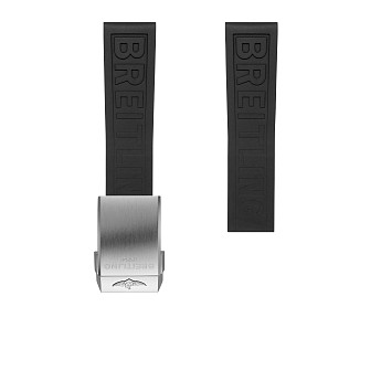 Ремень Breitling 151S, из каучука, черный, размер 20/18 мм