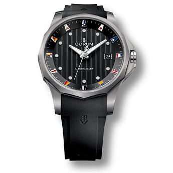 Каучуковый чёрный ремешок для часов CORUM 403.100.04/F371 AN10