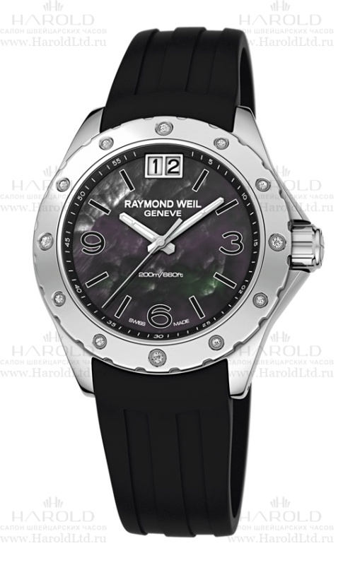 Ремень Raymond Weil SU1801-6170-15, из каучука, черный, размер 18 мм