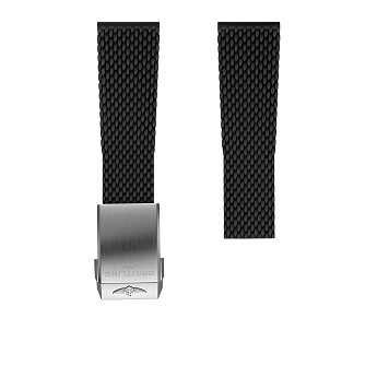 Ремень Breitling 256S, из каучука, черный, размер 24/20 мм