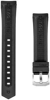 Ремень Tag Heuer BT0712, из каучука, черный, размер 21мм