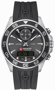 Черный ремешок из полиуретана для часов Swiss Military Hanowa SWORD ANADIGIT CHRONO, с застежкой в комплекте