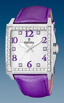 Ремень Festina BC07591, из кожи телёнка, фиолетовый, размер 28 мм