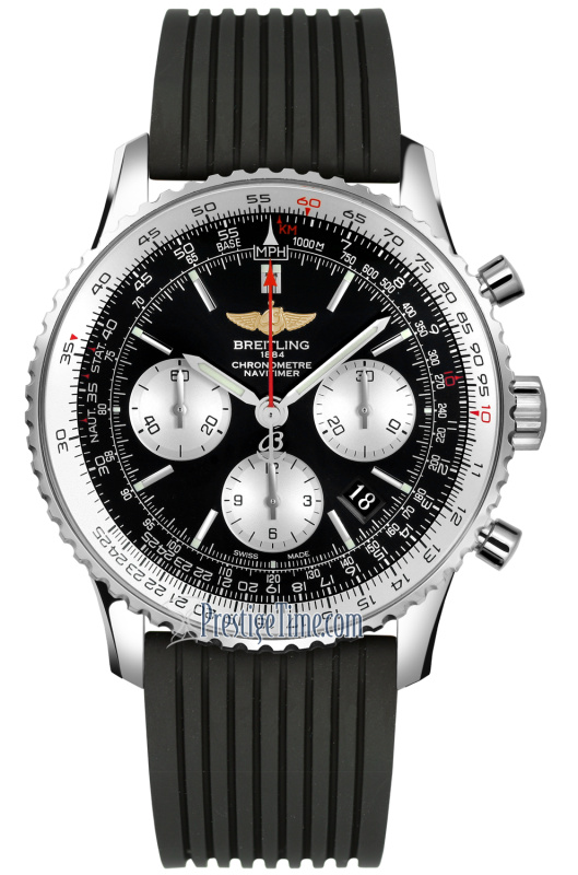 Ремень Breitling 274S, из каучука, черный, размер 22/20 мм, под пряжку
