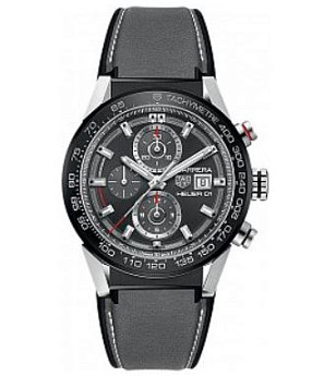 Ремень Tag Heuer FT6095, из кожи телёнка и каучука, серый
