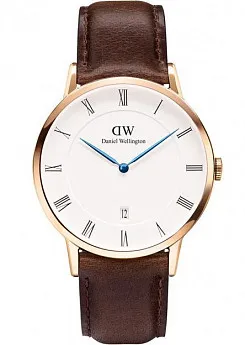 Ремень Daniel Wellington DW00200086, из кожи телёнка, коричневый, размер 19 мм