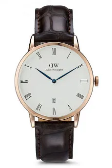 Ремень Daniel Wellington DW00200085, из кожи телёнка, коричневый, размер 19 мм