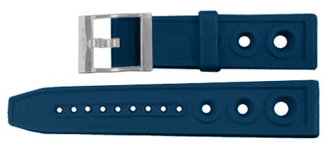 Ремень Breitling 270S, из каучука, синий, размер 18/16 мм, под пряжку