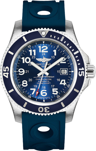 Ремень Breitling 228S, из каучука, синий, размер 22/20 мм, под пряжку