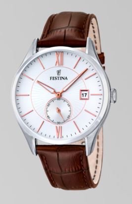 Ремень Festina BC08976, из кожи телёнка, коричневый, размер 21 мм, для модели часов F16872/2