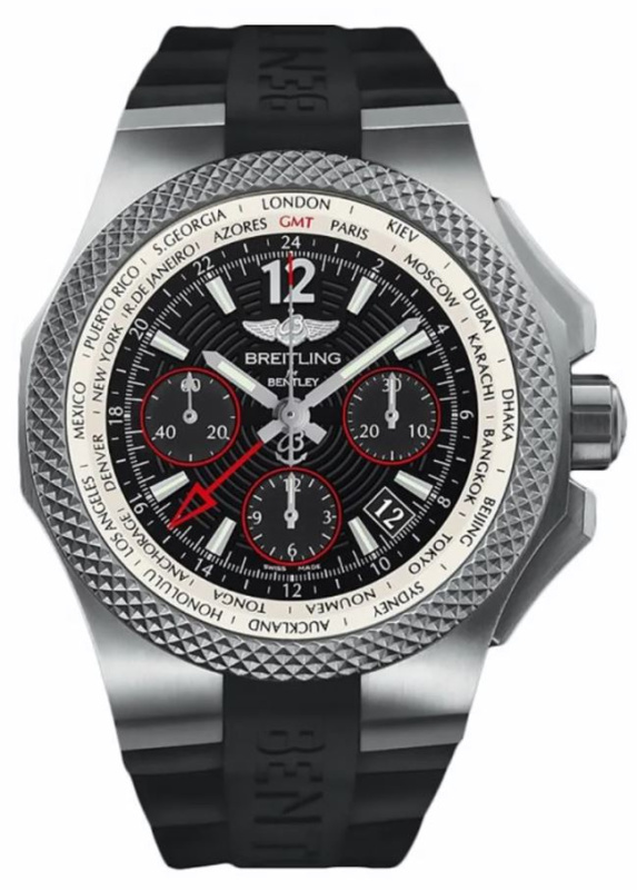 Ремень Breitling 232S, из каучука, черный, размер 30/20 мм
