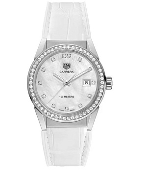 Ремень Tag Heuer FC6412, из кожи аллигатора и каучука, белый