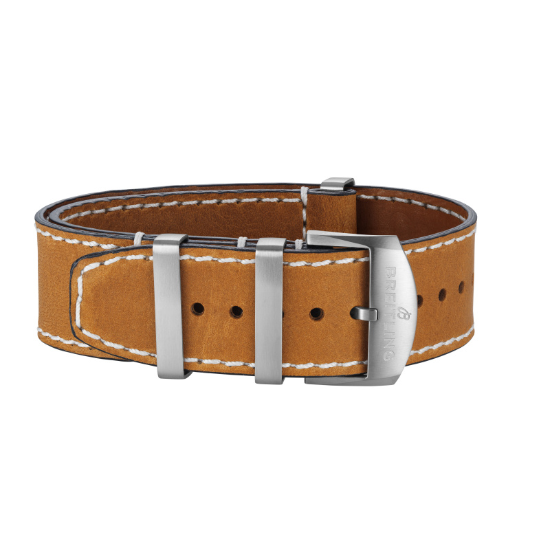 Ремешок из ткани и кожи теленка, коричневый, 23/23 мм, под пряжку