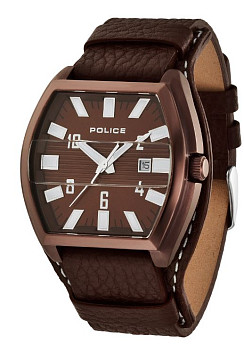 Ремень Police 03-PL.12548JSBN/12, из кожи телёнка, коричневый, размер